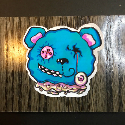Creepy Broken Teddy Bear Head Sticker - BreeBunny