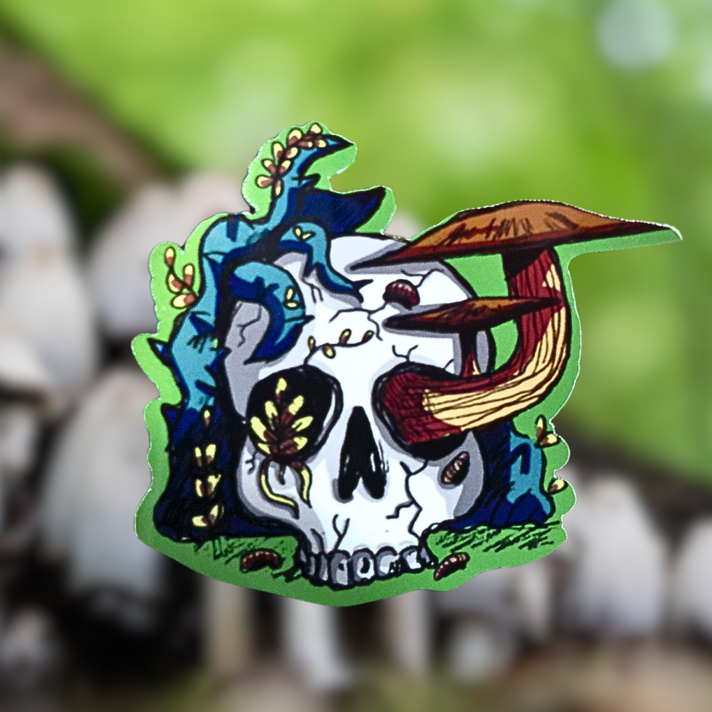 Skull with Mushroom Sticker