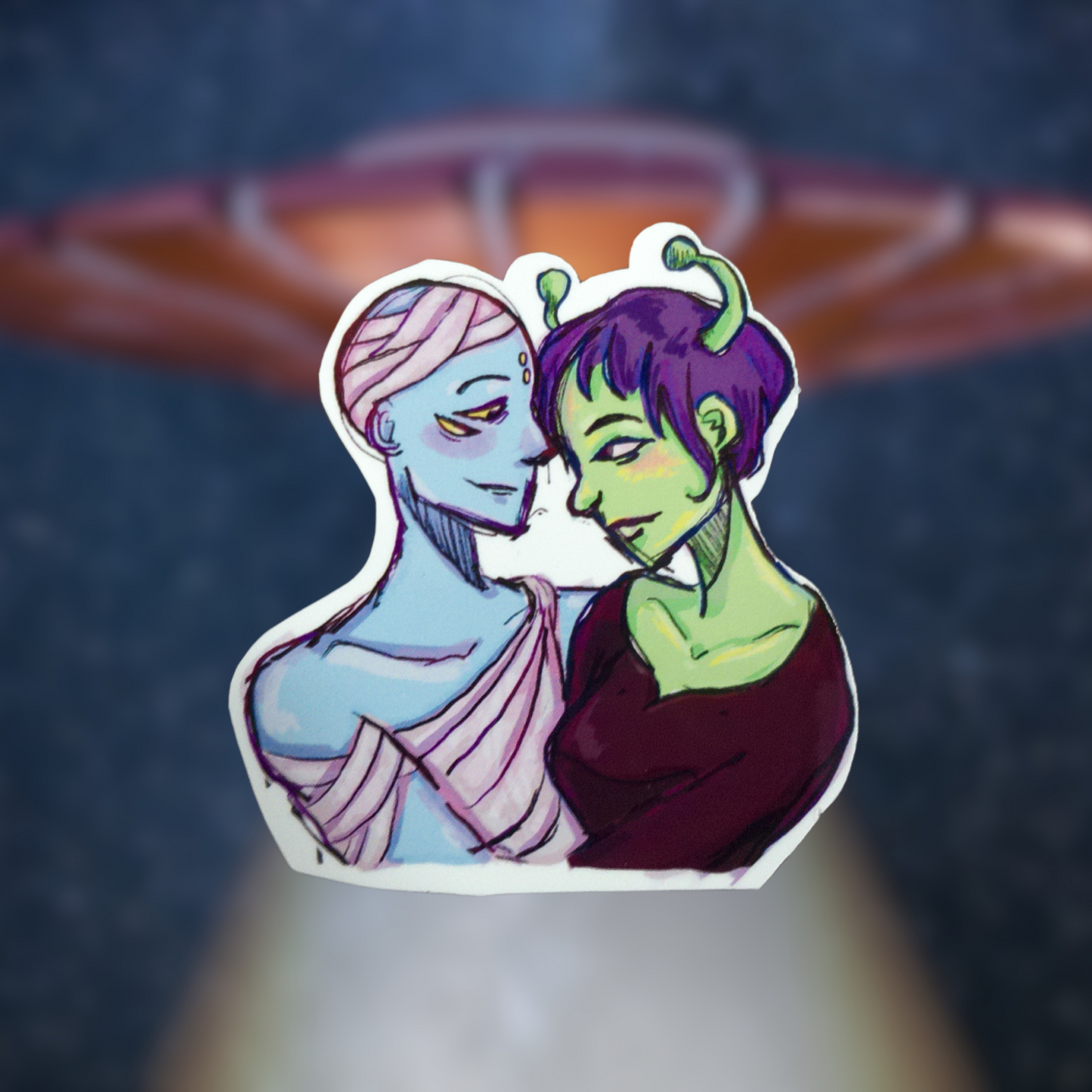 Alien Couple Sticker