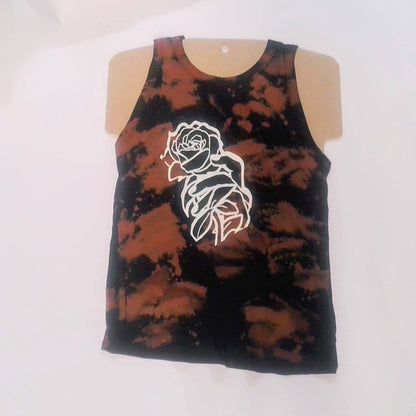 Bleached Tank Top with Rose